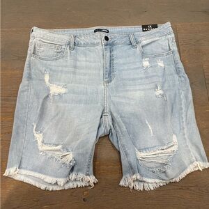 Fashion Nova Blue Distressed Denim Cut-Offs